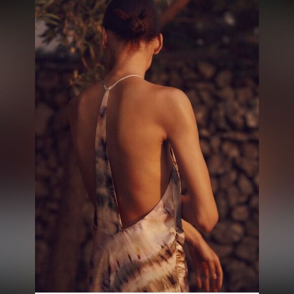 ZARA TIE DYE PRINT MIDI DRESS - Picture 8 of 9